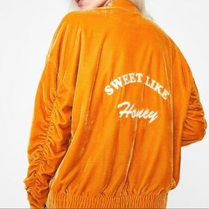 HONEY PUNCH Sweet Like Honey Bomber Jacket Sz S